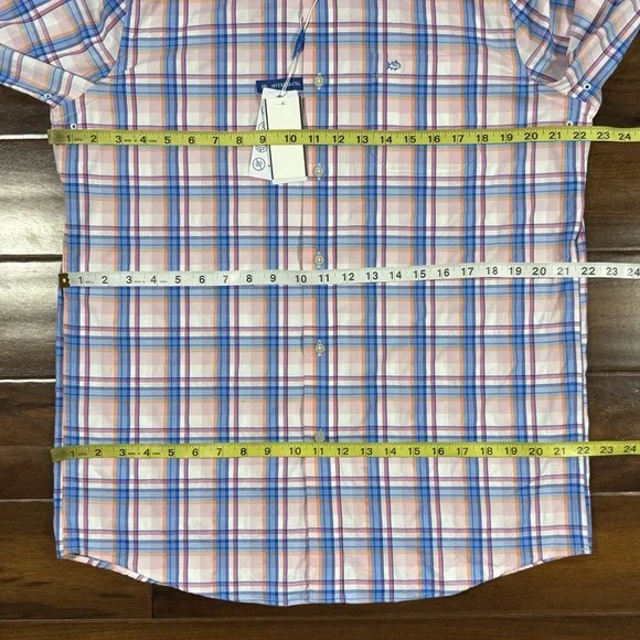 Southern Tide Men's Size Medium Parfait Pink Gaspee Plaid Sport Button Shirt - Picture 5 of 10